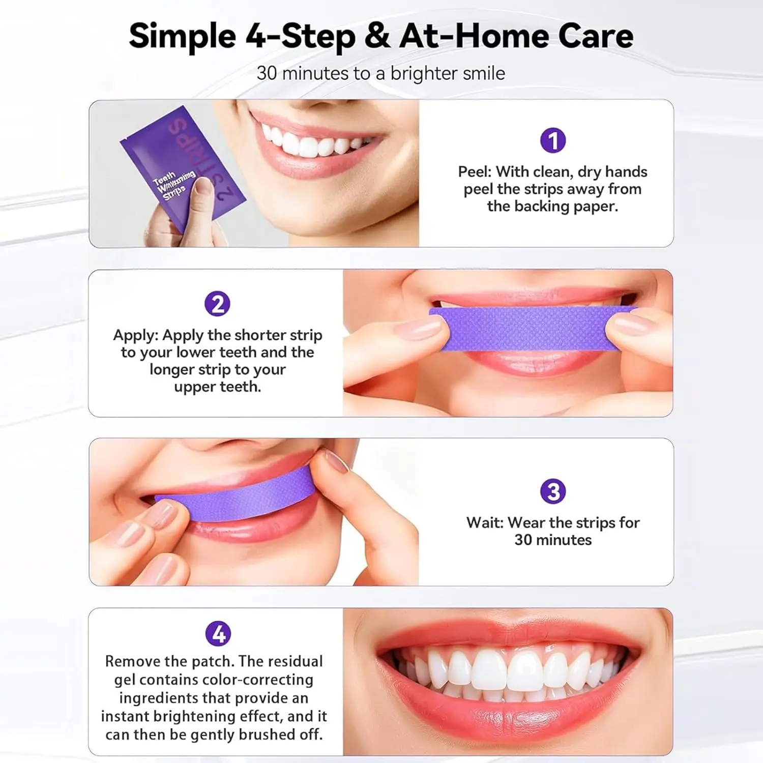 14/28 strips purple teeth whitening kit – remove plaque & stains instant color corrector for yellow teeth oral hygiene care